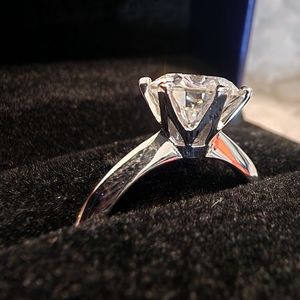 Authenticated 3ct diamond moissanite platinum engagement ring